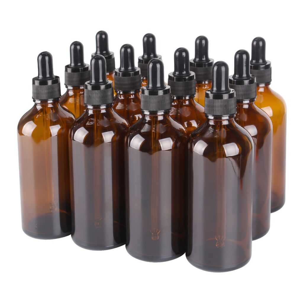 Amber Glass Dropper Bottles with Glass Pipette for Essential Oils Travel Use