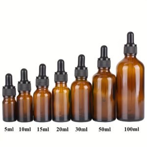 Amber Glass Dropper Bottles with Glass Pipette for Essential Oils Travel Use - Image 1