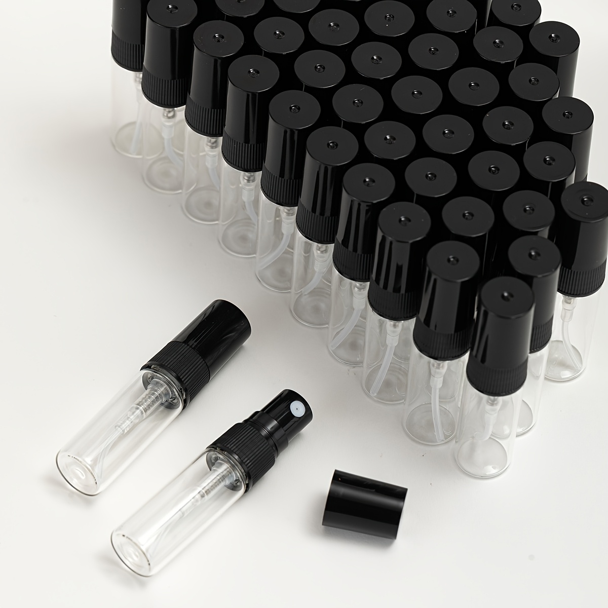 Small Spray glass Bottles Plastic Sprayers Black Head