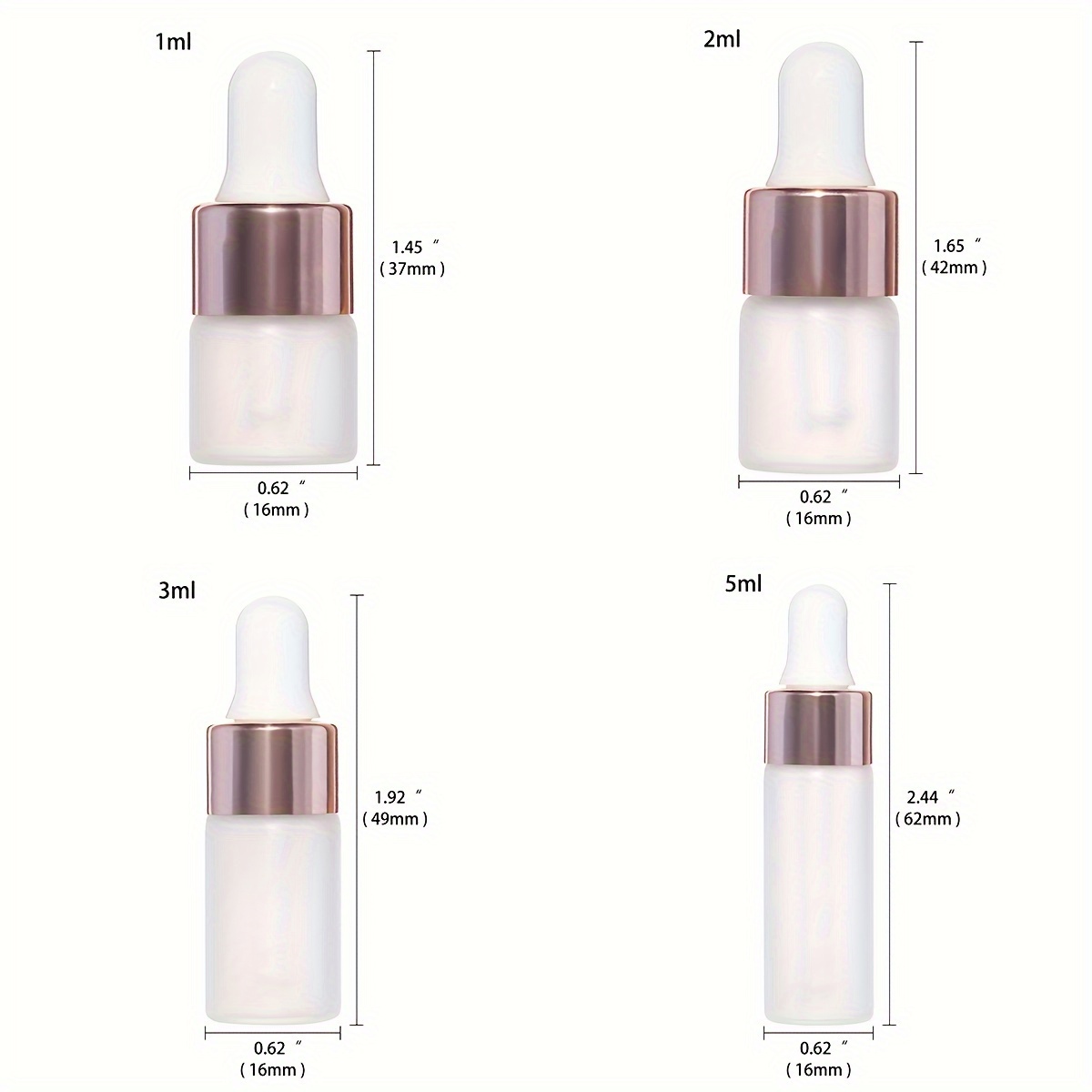 Transparent Frosted Tiny Glass Dropper Bottles with Glass Pipette for Essential Oil