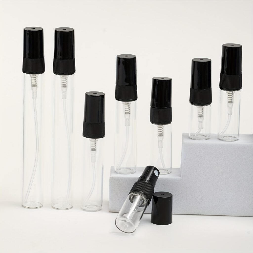Small Spray glass Bottles Plastic Sprayers Black Head