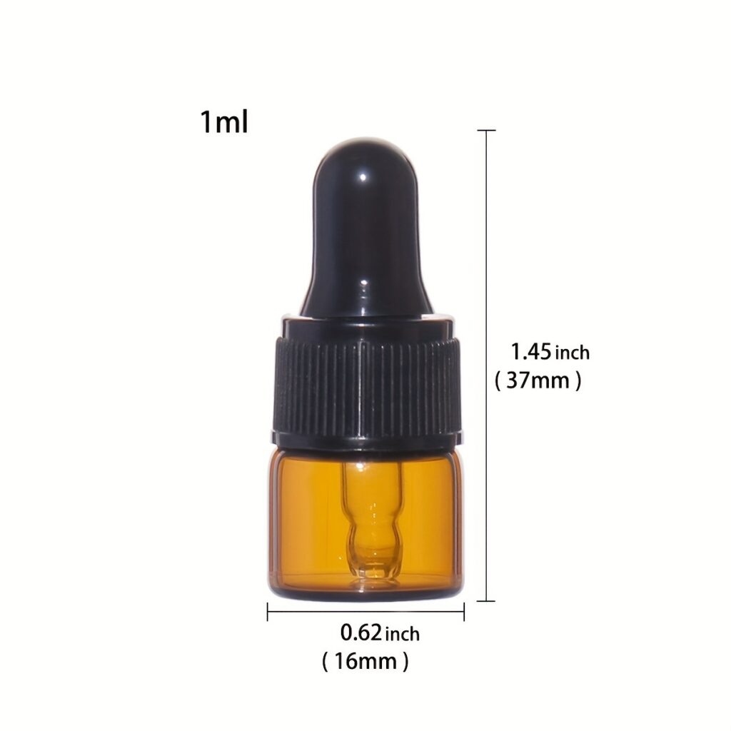Mini Amber Glass Dropper Bottle with Glass Pipette for Essential Oil Liquid Vial