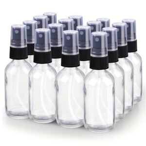 Mist Glass Spray Bottles - Clear, black spray head - Image 1