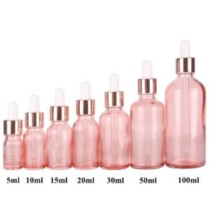 Pink Glass Dropper Bottles with Glass Pipette | for Essential Oils Perfume Travel - Image 1