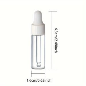 Mini Clear Glass Pipette Bottles with White Rubber Caps, Round Unscented Plastic Glass Vials for Cosmetic Perfume Samples - Image 2