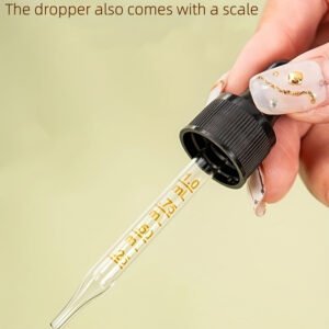 Brown Glass Dropper Bottles: Essential Oil Containers, Refillable, DIY Cosmetics Samples, With scale - Image 7