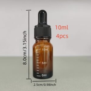 Brown Glass Dropper Bottles: Essential Oil Containers, Refillable, DIY Cosmetics Samples, With scale - Image 3
