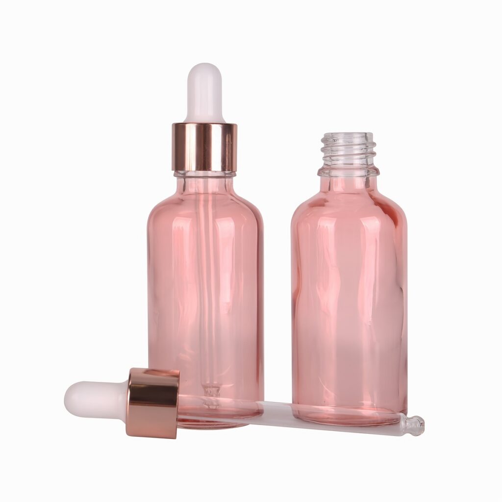Pink Glass Dropper Bottles with Glass Pipette | for Essential Oils Perfume Travel