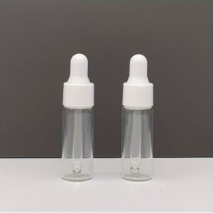 Mini Clear Glass Pipette Bottles with White Rubber Caps, Round Unscented Plastic Glass Vials for Cosmetic Perfume Samples - Image 3