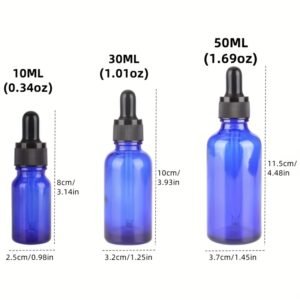 Blue Glass Dropper Bottles with Pipettes, Refillable Perfume & Essential Oil Containers - Image 2