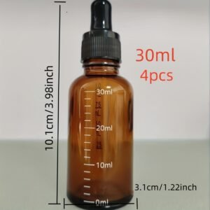 Brown Glass Dropper Bottles: Essential Oil Containers, Refillable, DIY Cosmetics Samples, With scale - Image 6
