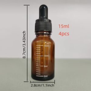 Brown Glass Dropper Bottles: Essential Oil Containers, Refillable, DIY Cosmetics Samples, With scale - Image 4