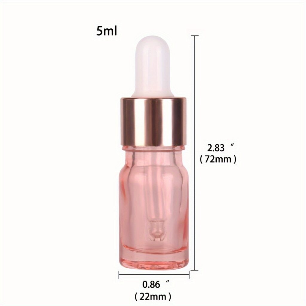 Pink Glass Dropper Bottles with Glass Pipette | for Essential Oils Perfume Travel