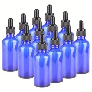 Blue Glass Dropper Bottles with Pipettes, Refillable Perfume & Essential Oil Containers - Image 3
