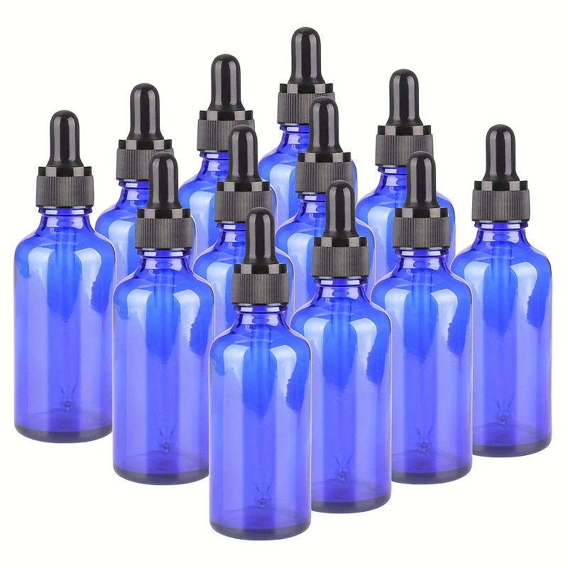 Blue Glass Dropper Bottles with Pipettes, Refillable Perfume & Essential Oil Containers