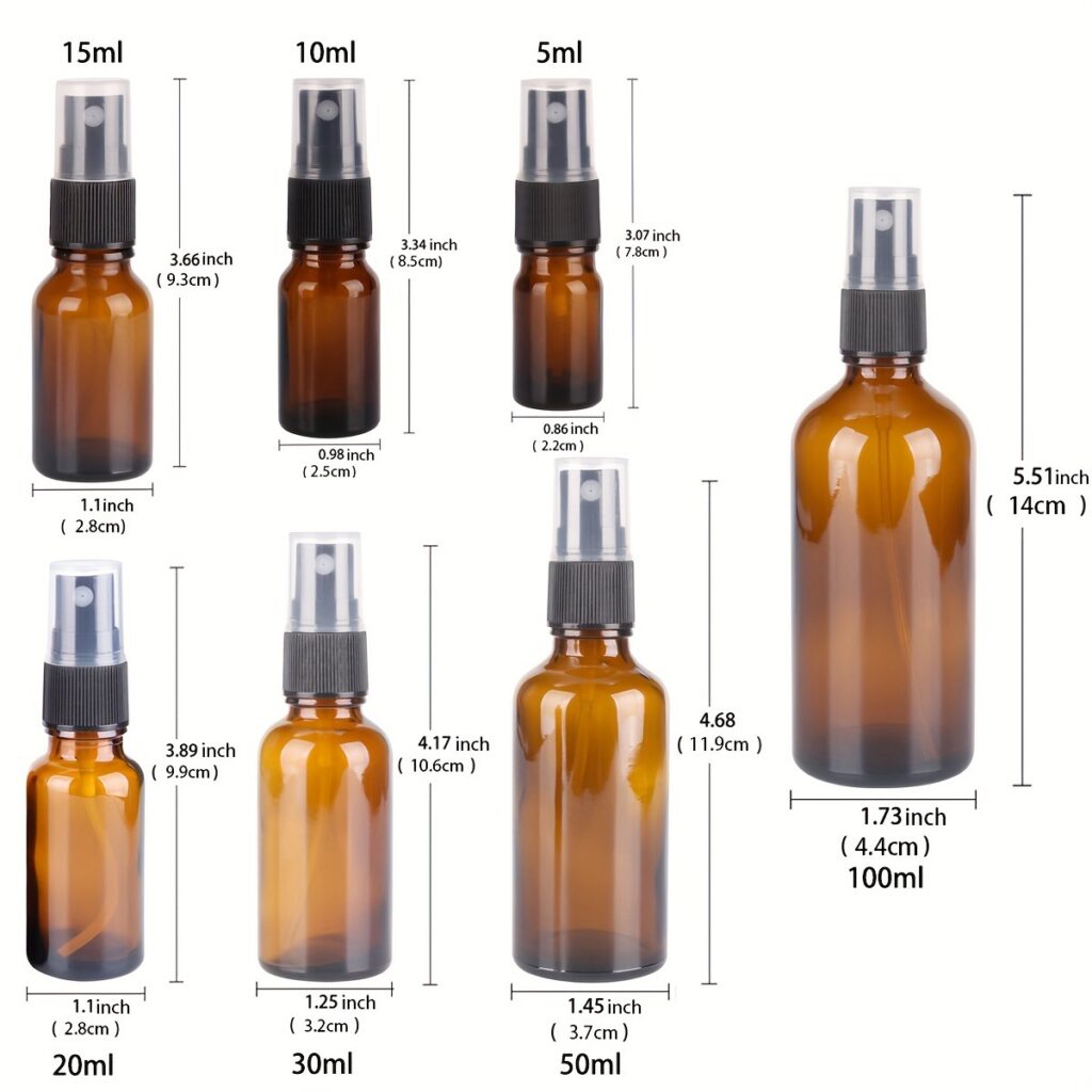 Amber Glass Spray Bottles with Misting Nozzles Perfect for Essential Oils And Travel -Uv Protection