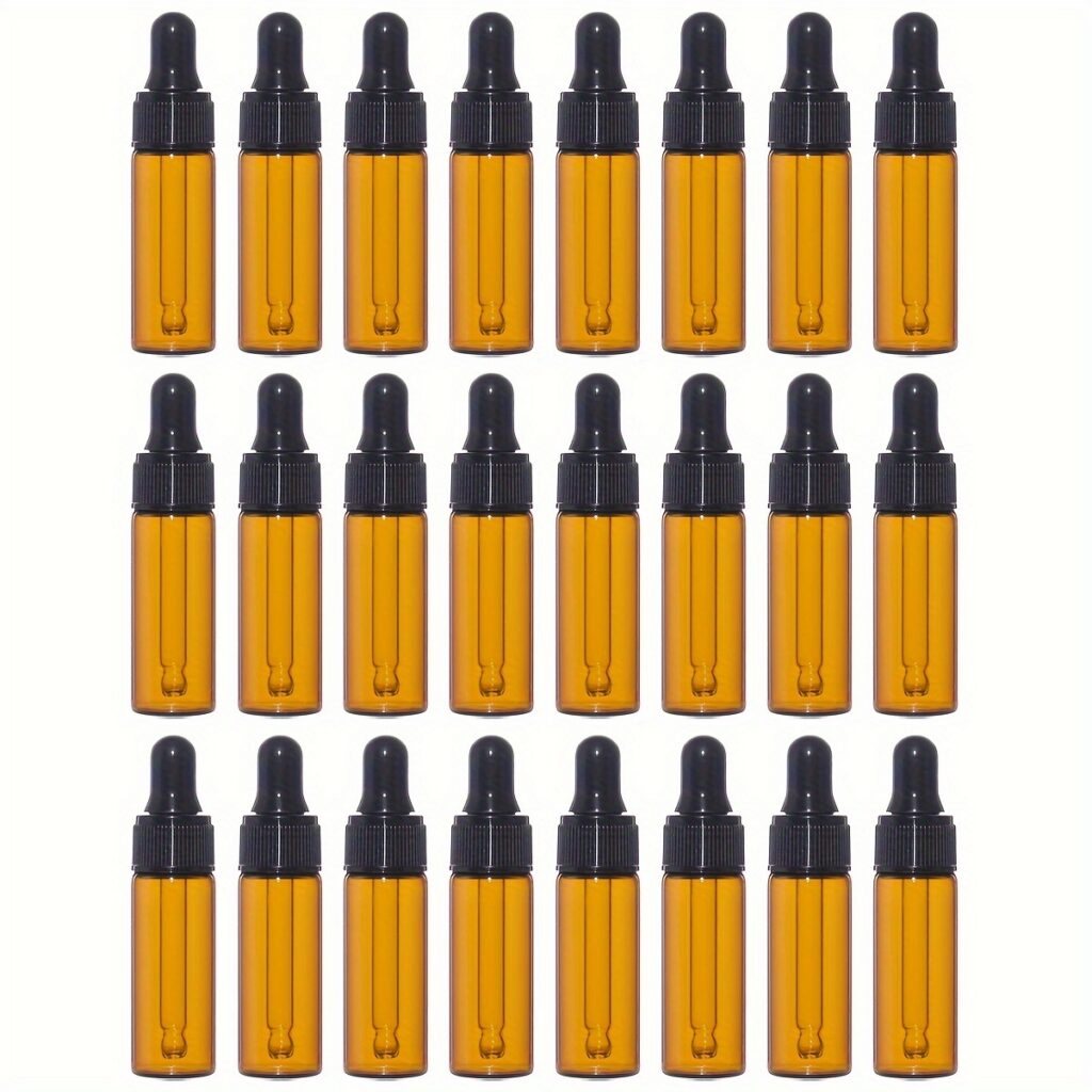 Mini Amber Glass Dropper Bottle with Glass Pipette for Essential Oil Liquid Vial