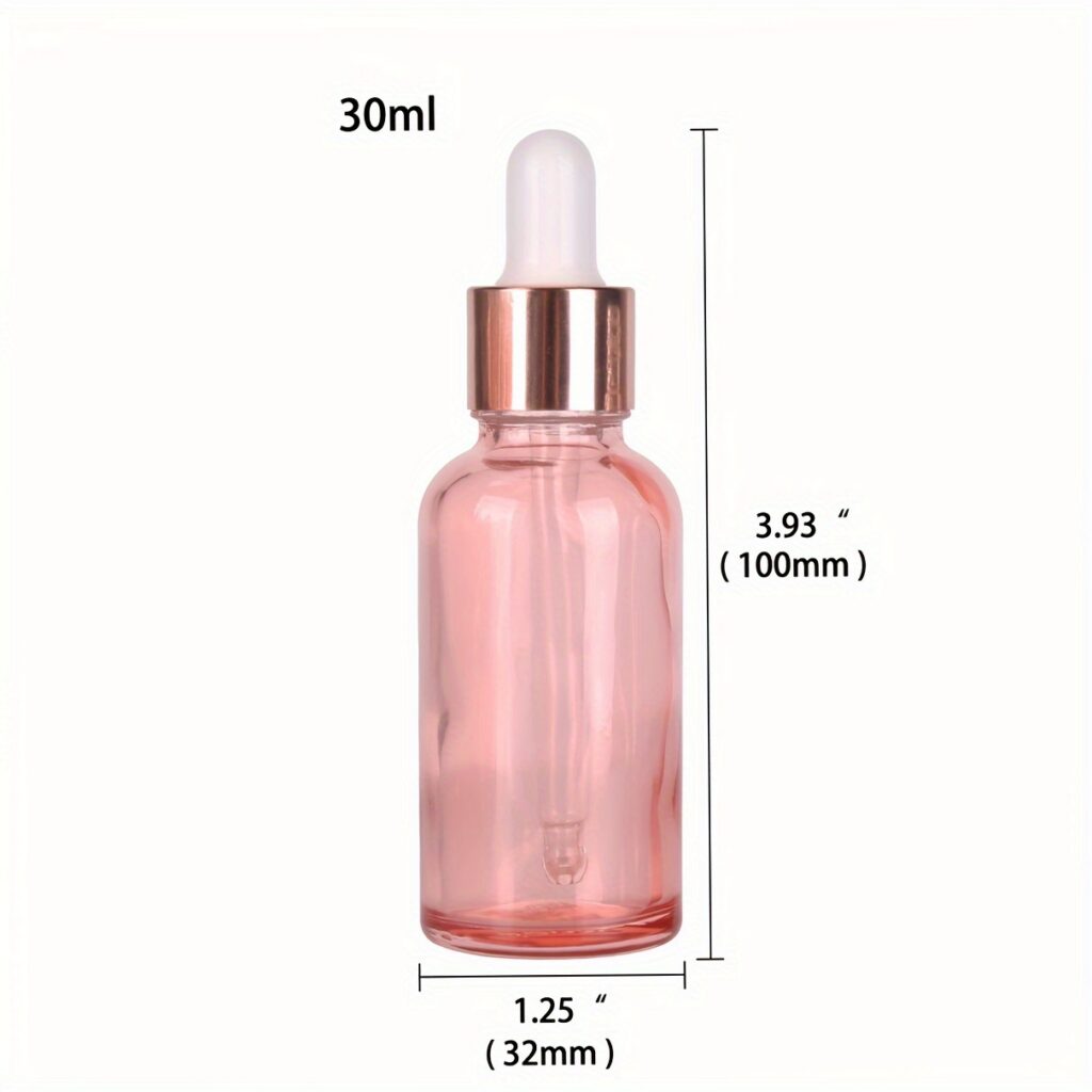 Pink Glass Dropper Bottles with Glass Pipette | for Essential Oils Perfume Travel