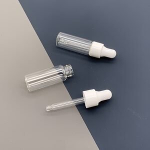 Mini Clear Glass Pipette Bottles with White Rubber Caps, Round Unscented Plastic Glass Vials for Cosmetic Perfume Samples - Image 1