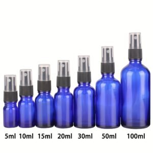 Glass Spray Bottles eusable Mist Sprayer for Essential Oils,Blue Refillable Travel Containers - Image 1