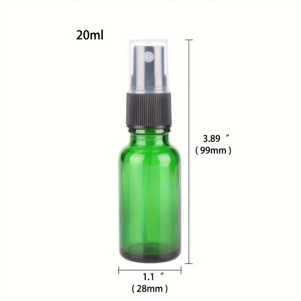 Green Glass Spray Bottle with Mist Sprayer for Essential Oils Refillable Portable Travel Use Necessaries