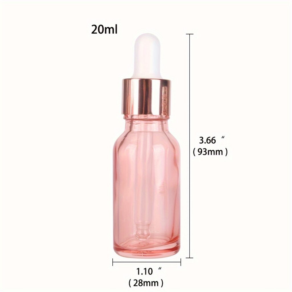 Pink Glass Dropper Bottles with Glass Pipette | for Essential Oils Perfume Travel