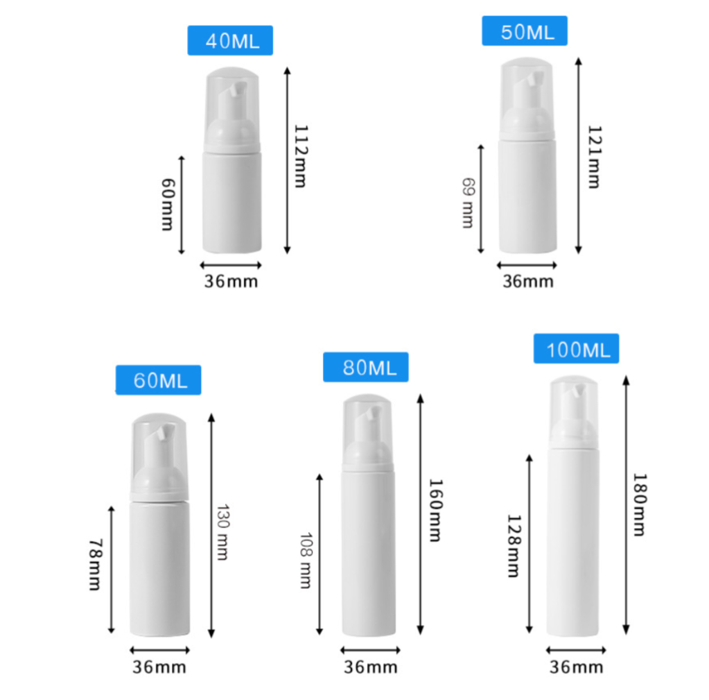 General dimension drawing of foam bottle