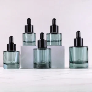 15–50 ml dunkelgrüne Tropfflasche aus Glas mit dickem Boden, wiederverwendbar für Gesichtsöle