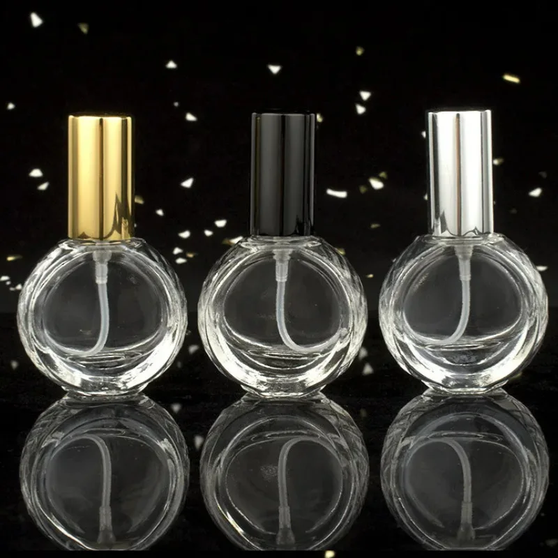 10ML Flat Cut Glass Spray Bottle Refillable Metal Pump Travel Fragrance Container