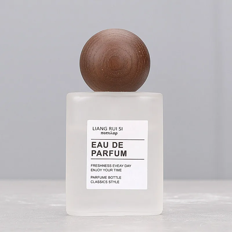 30/50ML Frosted Glass Refillable Perfume Spray Bottle Wooden Ball Cap For Essential Oil Samples