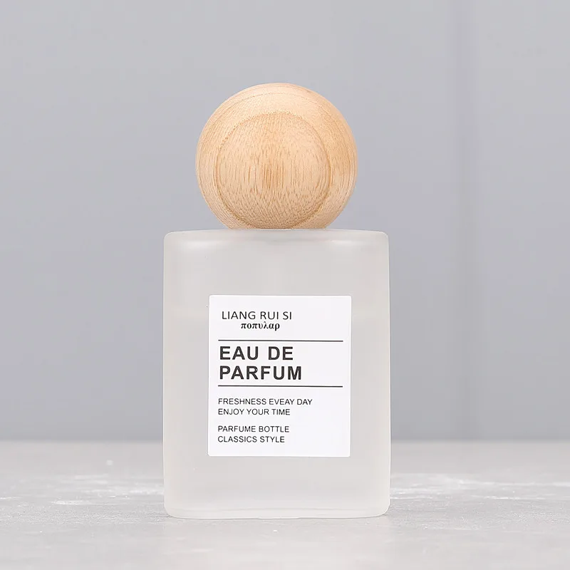 30/50ML Frosted Glass Refillable Perfume Spray Bottle Wooden Ball Cap For Essential Oil Samples