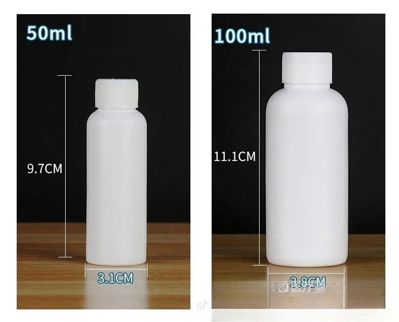 10‑50ml Small White Plastic Bottles Narrow Mouth for Sample Ink Liquid