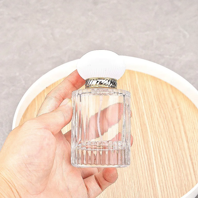 30‑50ml Striped Glass Perfume Spray Bottle Refillable Portable Travel