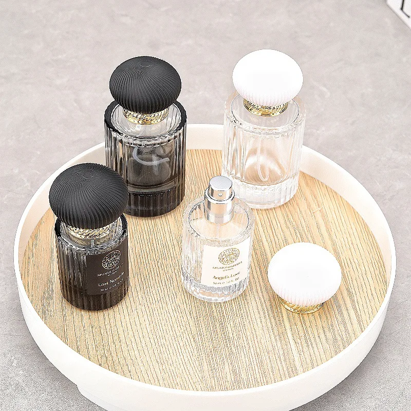 30‑50ml Striped Glass Perfume Spray Bottle Refillable Portable Travel