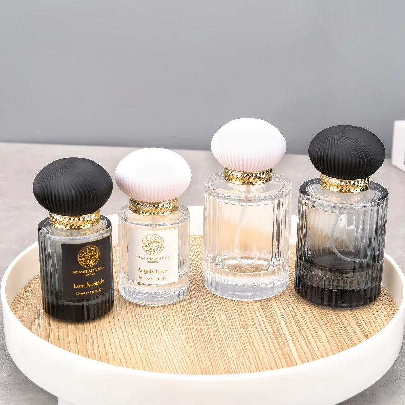 30‑50ml Striped Glass Perfume Spray Bottle Refillable Portable Travel