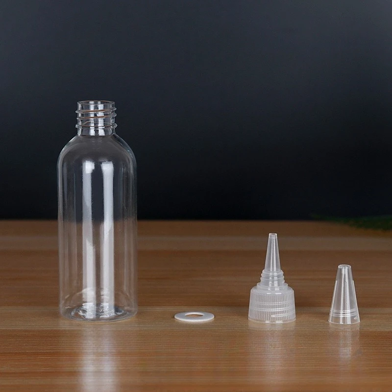 10‑100ml PET Transparent Pointed Tip Squeeze Bottles For Paint Lotion