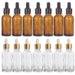 15–50 ml nachfüllbare goldene Tropfflasche aus Glas, inklusive Trichter für ätherische Öle zur Aromatherapie