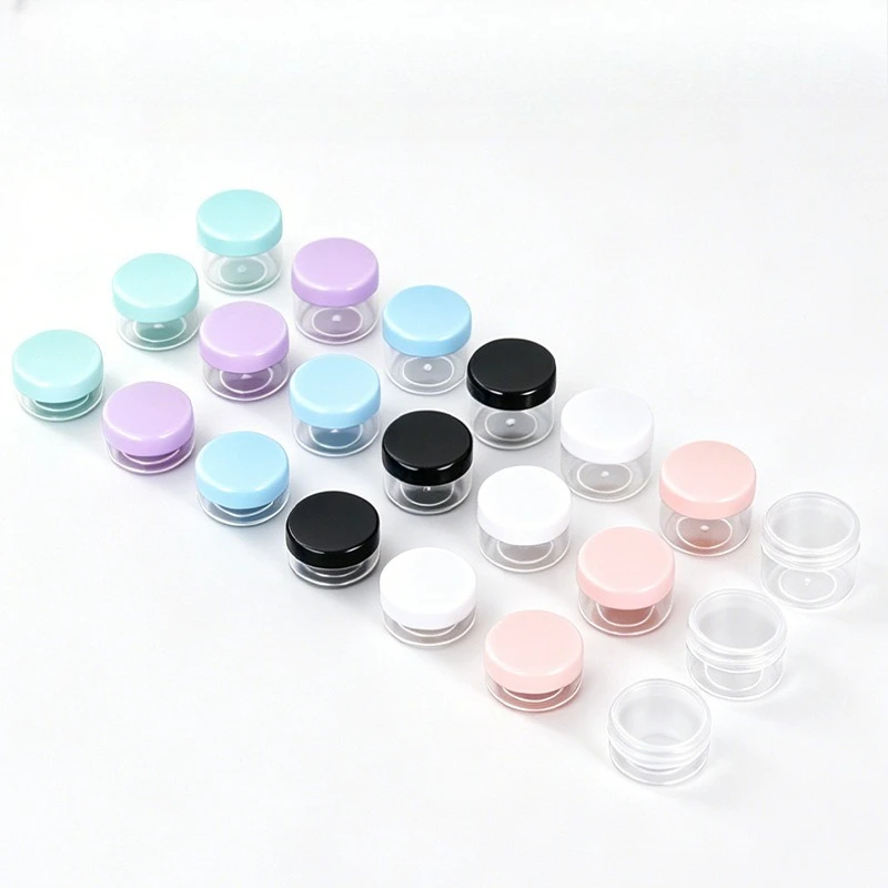 10-20g Round Transparent Plastic Cosmetic Sample Cream Jar Travel Pot