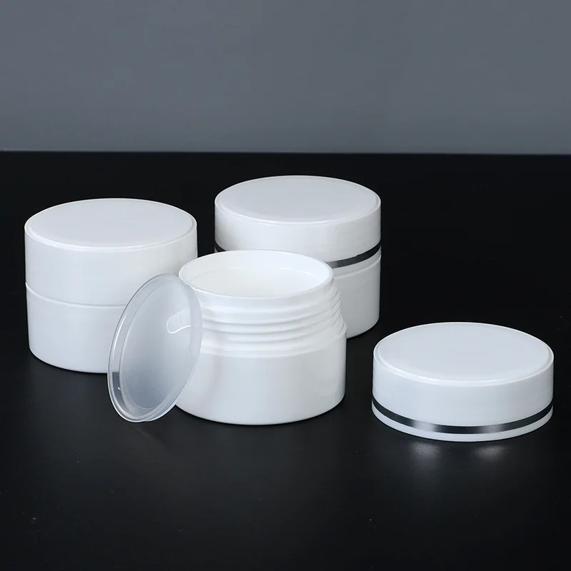 10-30g PP Double Layer Cream Jar Silver Edge Refillable Skincare Pot